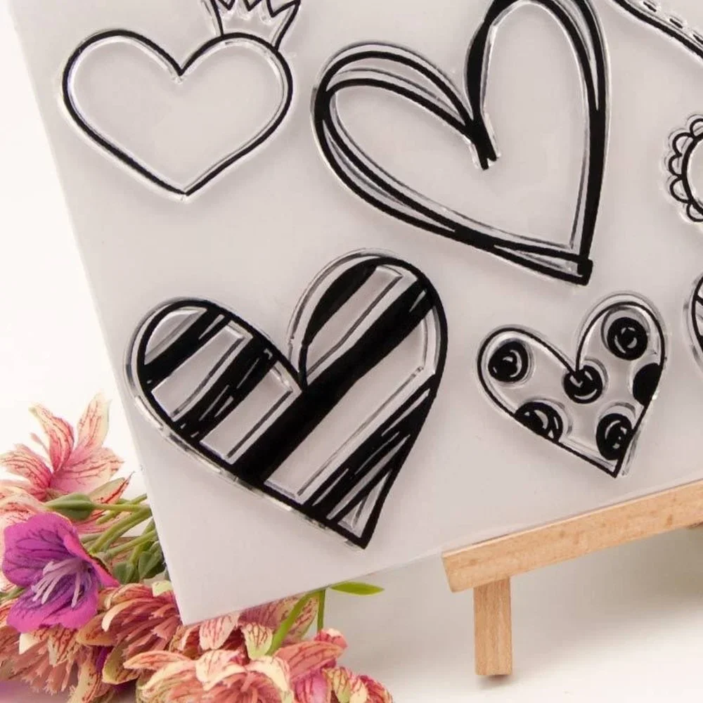 Love Heart Transparent Silicone Clear Rubber Stamp Sheet Cling Scrapbooking DIY