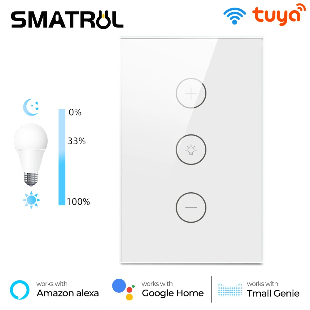 

SMATRUL Tuya Wi-Fi Смарт диммер светильник LED США Электрический сенсорный стеклянная стена сроки Дистанционное Управление ВКЛ/ВЫКЛ для Alexa Google Home