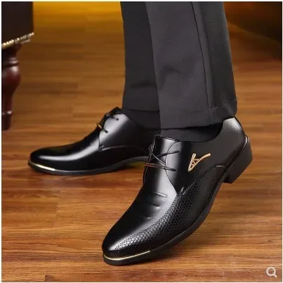 

Men's Leather Shoes Lace-Up Casual Shoes Business Dress Men's Shoes Breathable Wedding Wear-resistant Men 2024