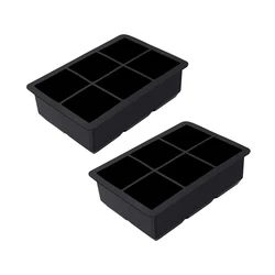 Silicone Sphere Ice Cube Tray with Lid - Reusable & BPA Free (Square 2pcs)