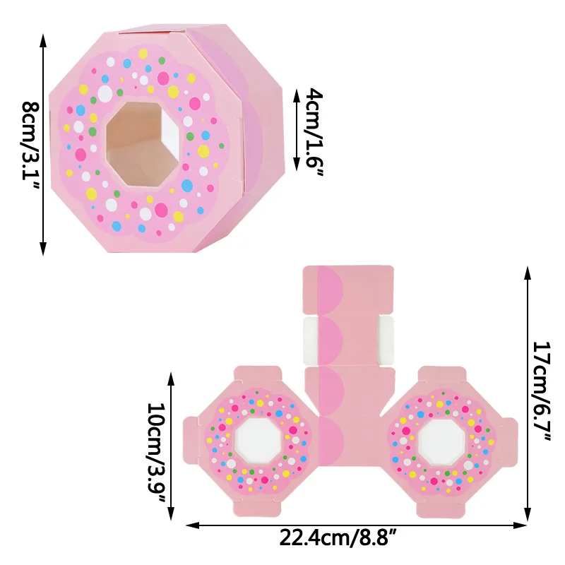 10PCS Donut Teil Geschenk Box Kinder Geburtstag Party Dekoration Donut Thema Baby Dusche Bevorzugung Snack Candy Cookie Paket Boxen – Detail 6