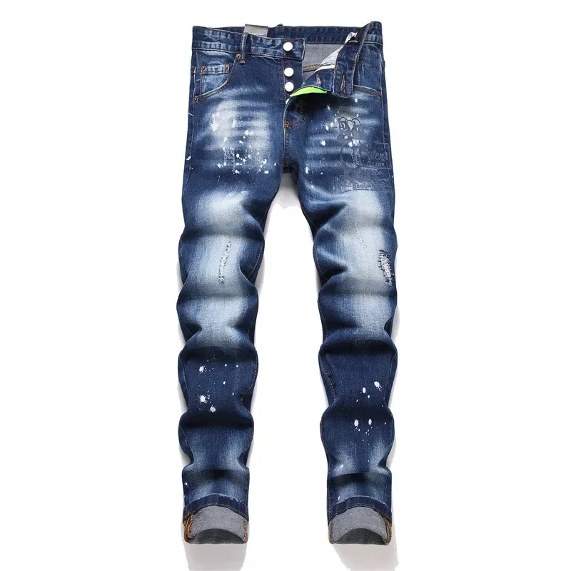 Dsq2 Mens Stretch Skinny Jeans Quality Luxury Brands Men Classic Black Denim Pants Male Fashion Ripped Jeans  Men Clothing D2 2