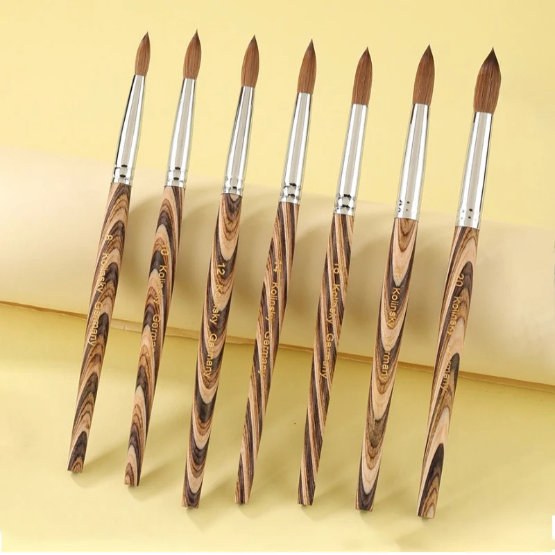 Prue Kolinsky Acrylic Nail Brush Oval Round Head Spliced Wood Handle Professional Salon Quality for Acrylic Powder Size 8-20# 6