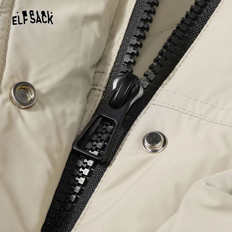 ELFSACK Korean Fashion White Down Coats Women 2023 Winter New Short Designed Jackets