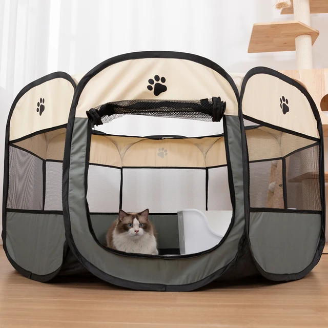 Portable Foldable Cat Tent Cat House Portable Folding Outdoor Travel Pet Tent Cats and dogs delivery room pets octagonal cage 3