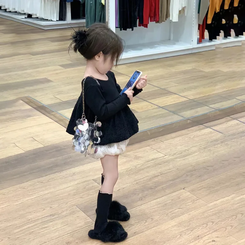 

5046B Children Clothes Girl's Shirt Or Short 2023 Spring Summer Fashion Back V Neck Girl's Long Sleeve Shirt Or Flower Bud Pant