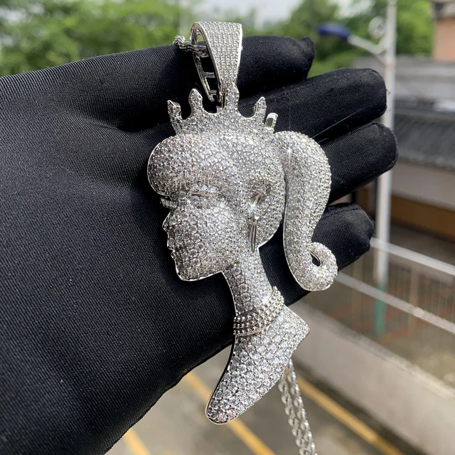 New Luxury Heavy Queen Pendant Fit Cuban Tennis Chain Barbie