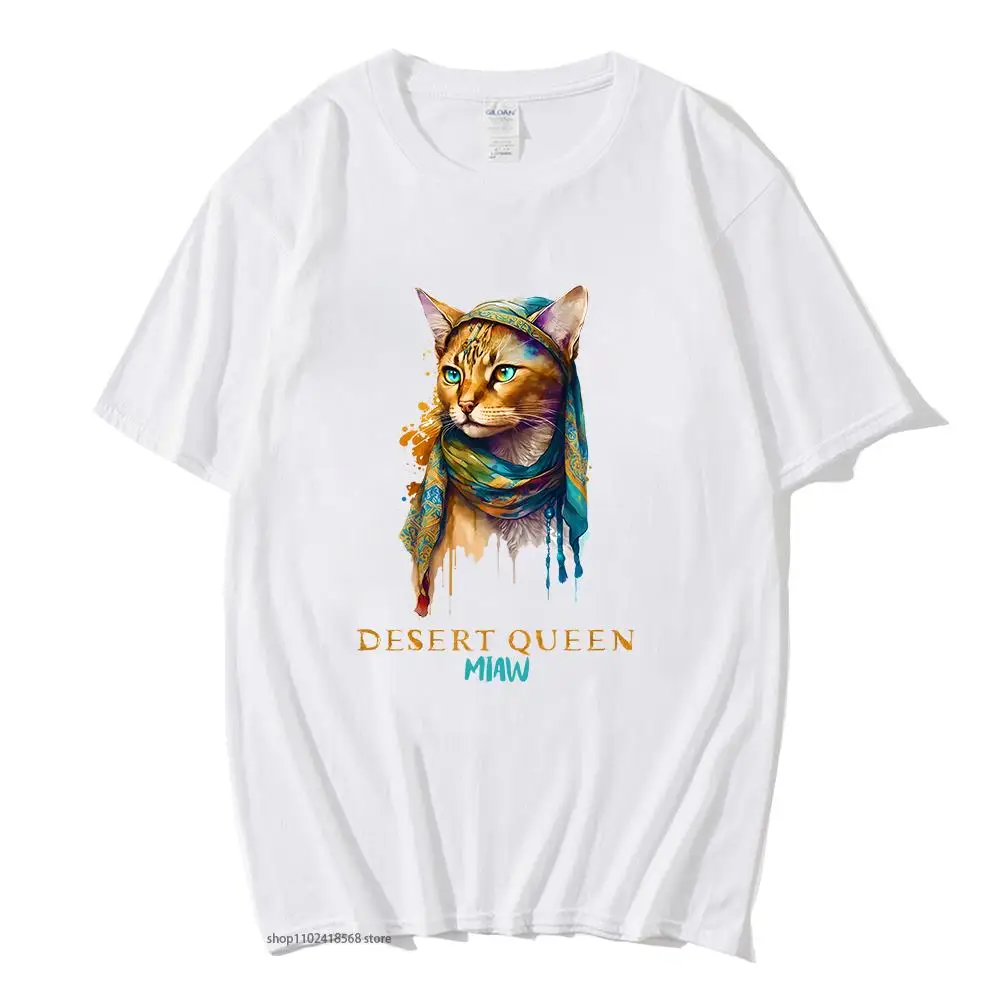 

Desert Queen Printed T-Shirt Kawaii Cat Miaw Graphic T Shirts for Girl Women Clothes O-Neck Streetwear Men Top Cartoon Tee-shirt