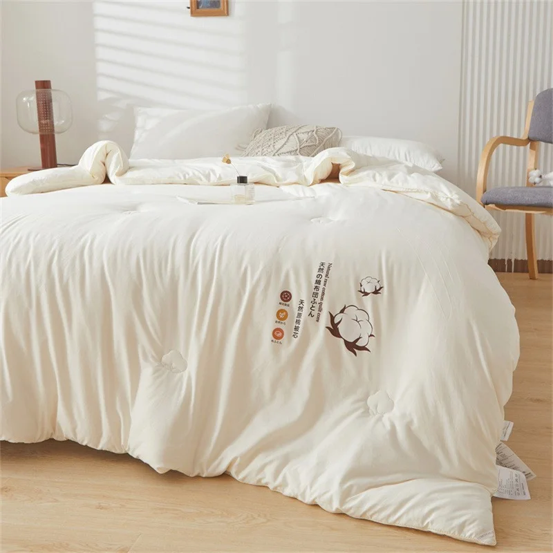 

New Autumn Winter Quilt Soft And Plain Cotton Fiber Air-conditioned Comforter Cotton Core Double Quilts Blanket Bedspread