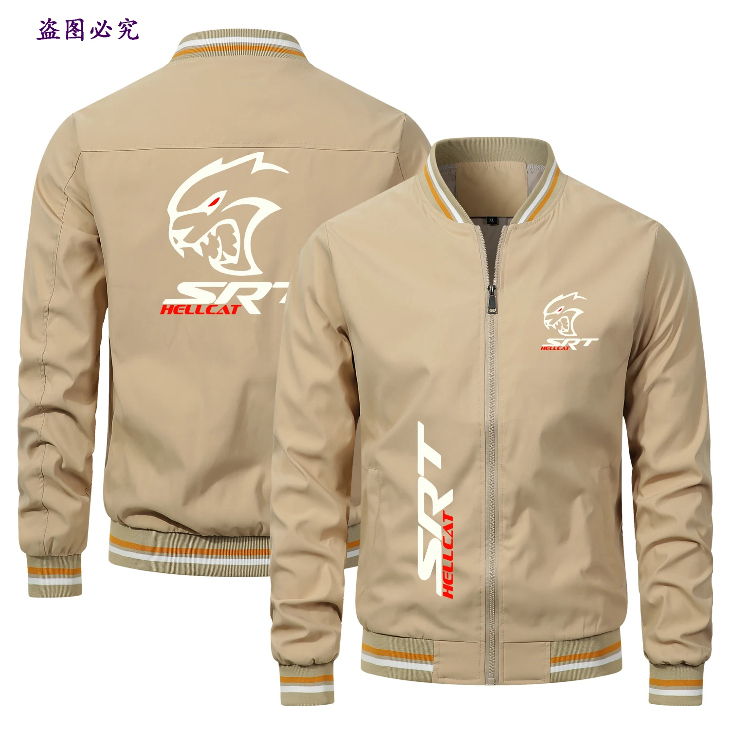 Men Zipper Jacket SRT Car Hellcat Printed Motorcycle Riding