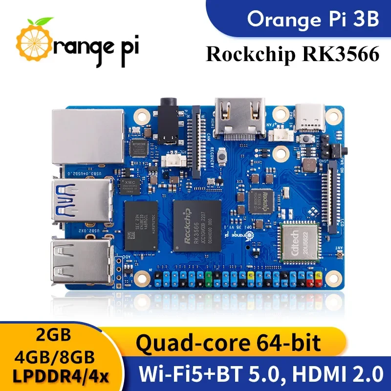 Orange Pi 3B 2GB 4GB 8GB Ram Single Board Computer RK3566 Up to 1.8GHz Chip WIFI-BT Development Board Orange Pi 3 Model B