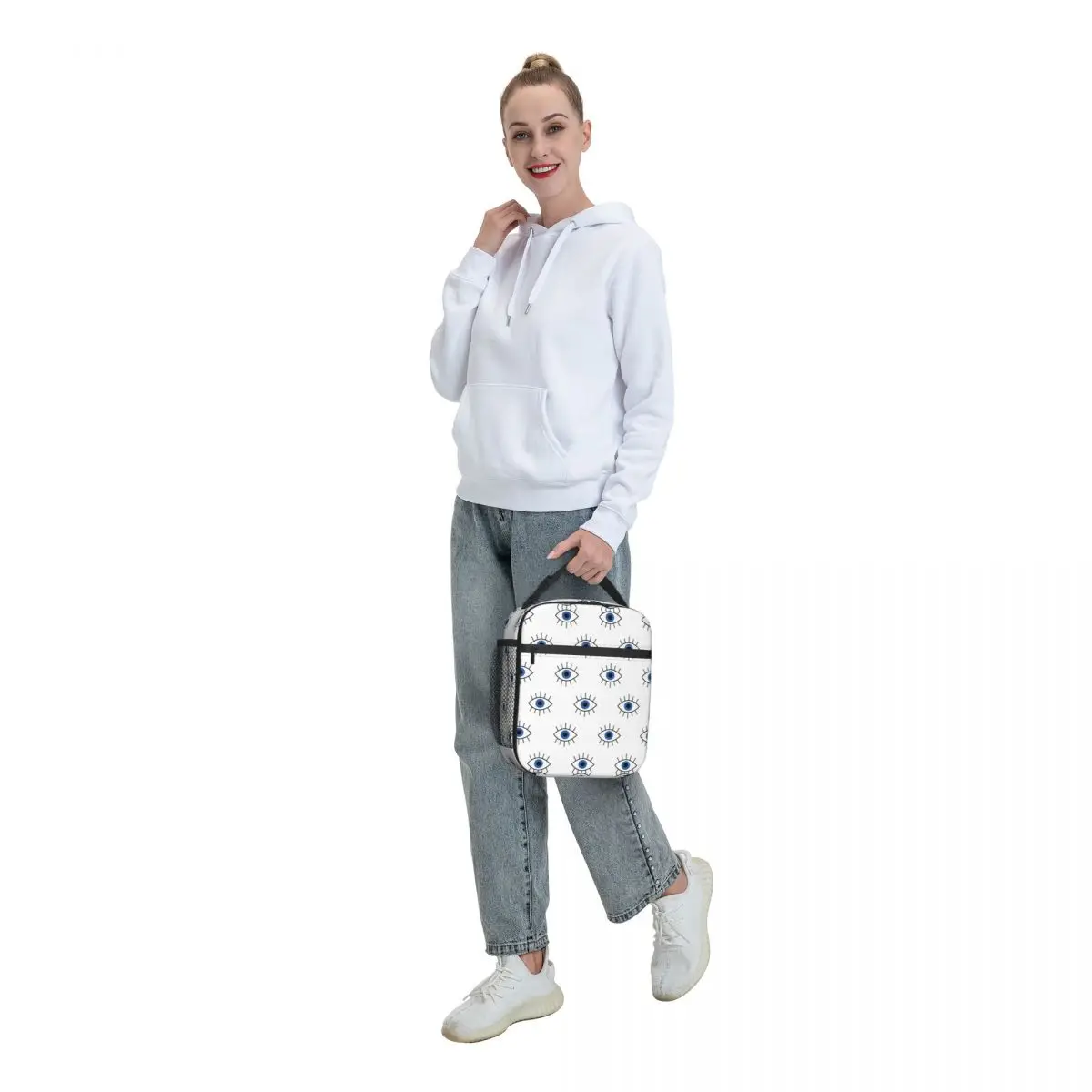 Blue Turkish Evil Eye Insulated Lunch Bag Outdoor Picnic Nazar Amulet Boho Waterproof Thermal Cooler Bento Box Women Children