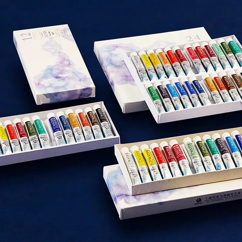 Maries Watercolor Paint Tube Set 12/18/24 Colors 9ml Professional Water Color For Painting Aquarela Art Supplies