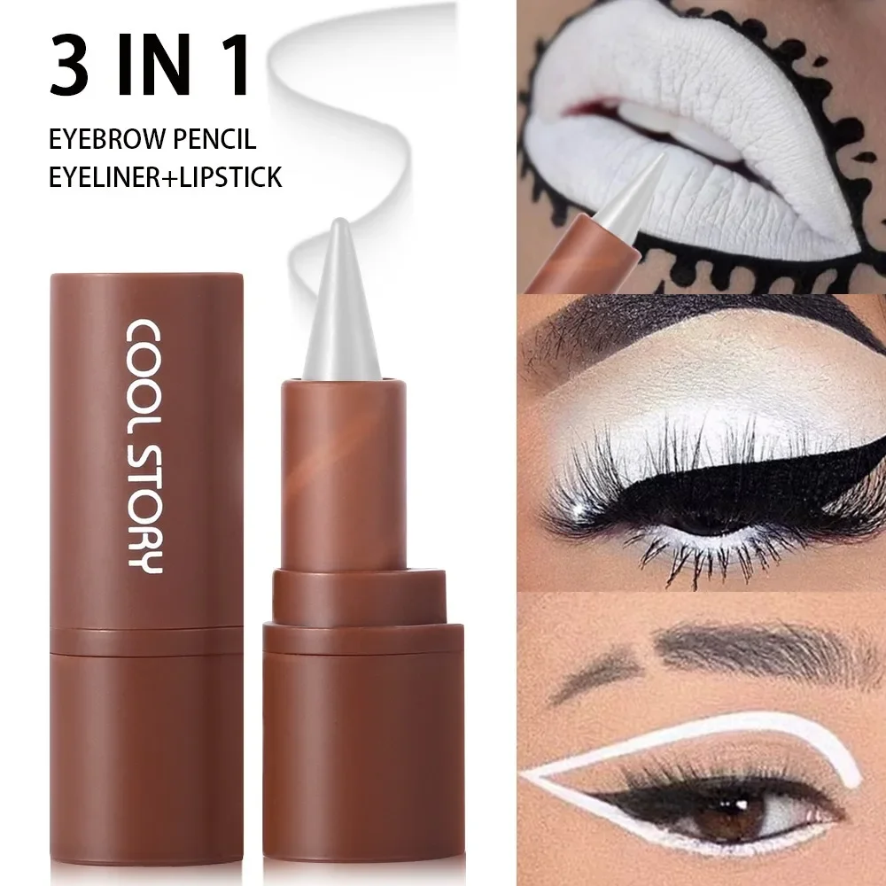 Black Lip Liner Pen Multi-functional Matte Purple White Brown Red Gradient Lipstick Contouring Tint Eyeshadow Eye Liner Pencil 2
