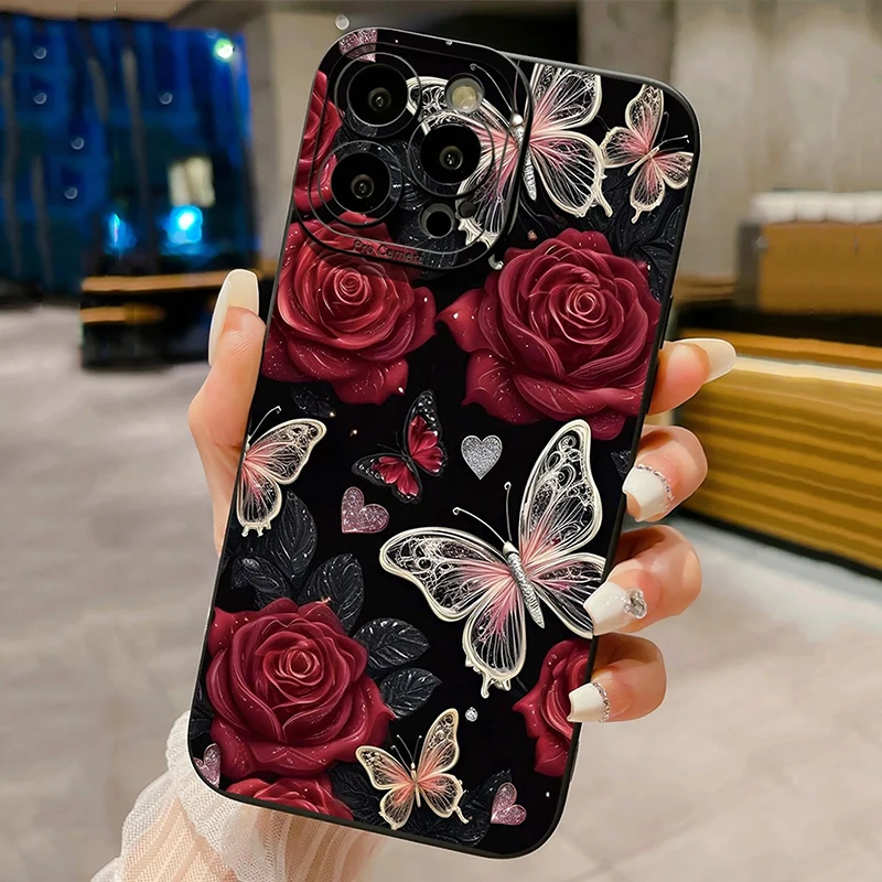 Elegant Rose Butterfly Phone Case Cover