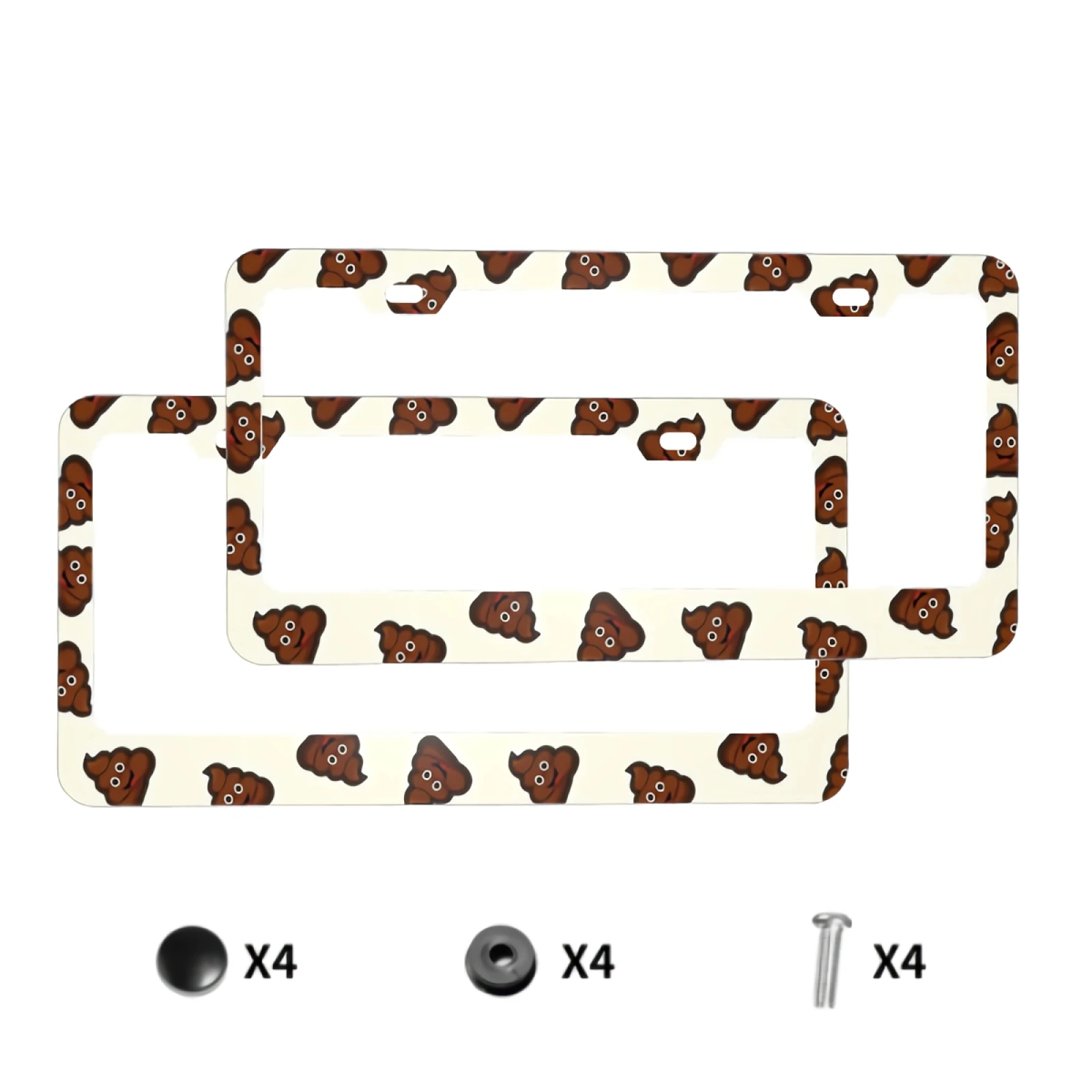 

License Plate Frames Happy Poop License Plate Covers Aluminum Novelty Car Tag Frame 2 Holes and Screws for Adults