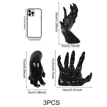 Halloween Wall Decor, 3-Pack Plastic Devil Hand Candle Holders , Realistic Gothic Terror Hands(Candles not included) 2