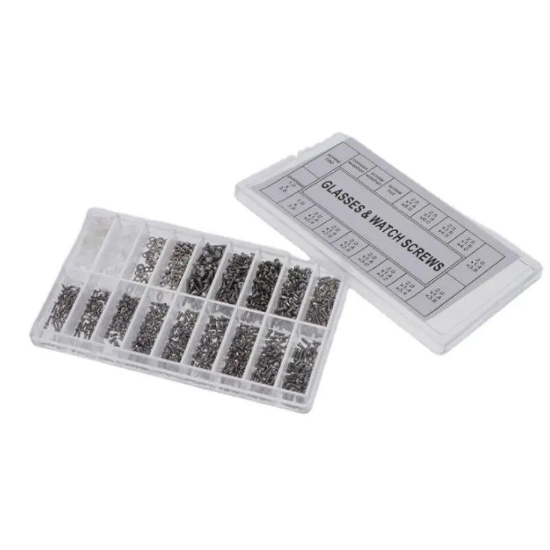 1000 PCs Glasses Screw Accessories Box Nose Tray Screw Watch Glasses Repair Set 18 Grid