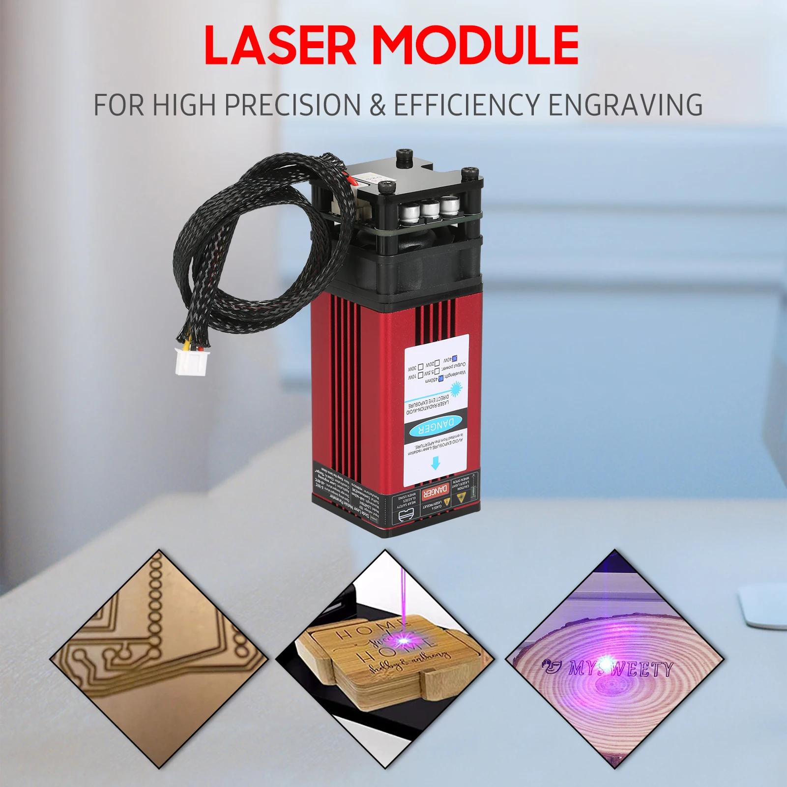 cnc wood router machine 5.5W 10W 20W 30W 40W Laser Module 450nm Engraving Laser Head Fixed Focal Length High Precision Engraving for CNC Laser Engraver wood router table