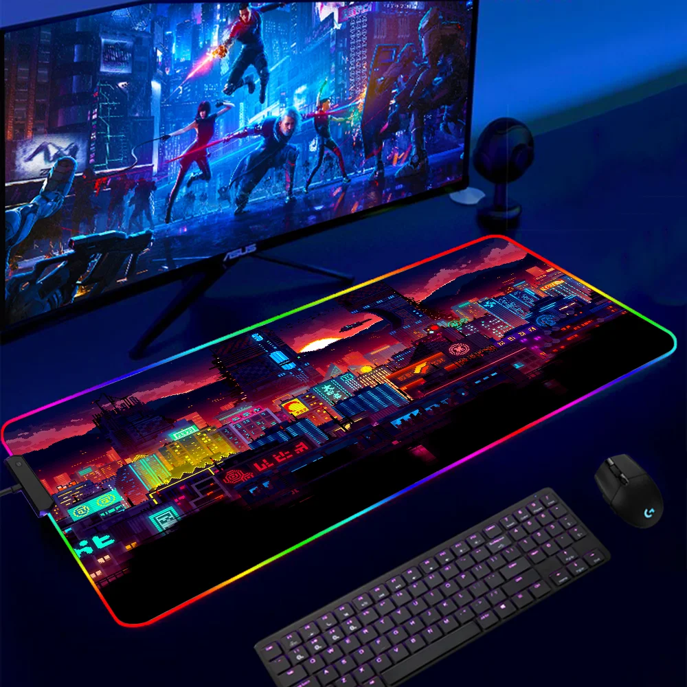 

Large RGB Mouse Pad Gaming Mousepad LED Mause Pad Gamer Pixel Art Mouse Carpet Big Mause Pad PC Desk Pad Mat Backlight Rug