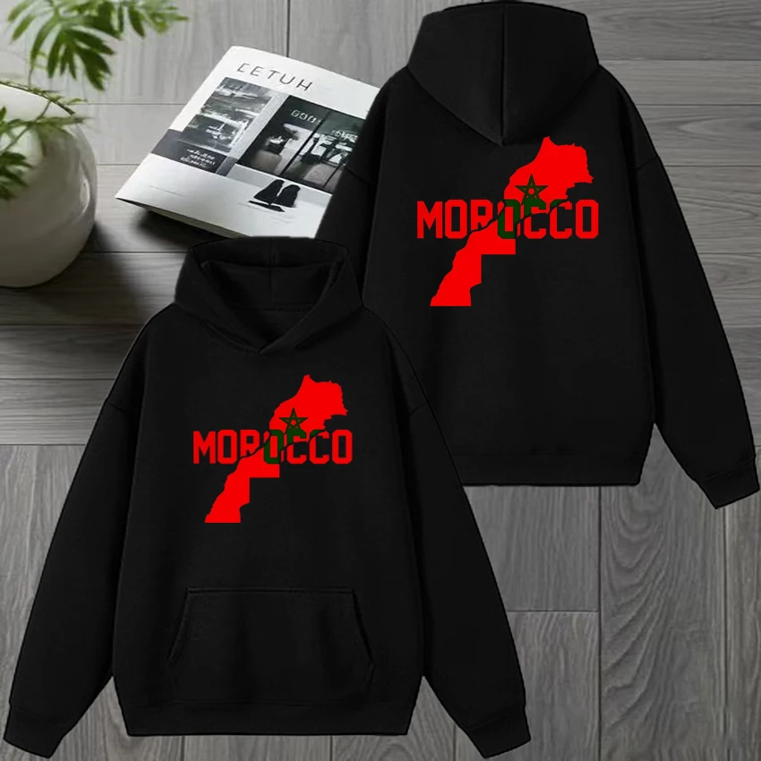 Autumn Winter Morocco harajuku New in Double Sided print black Hoodie Men women Fleece Casual pullover Unisex fashion Sweatshirt