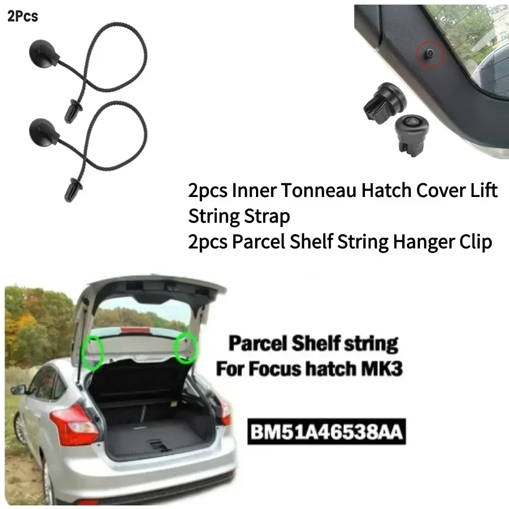 Car Trunk Shelf Rope 2pcs Rear Trunk Parcel Shelf Tray Load Inner Hatch Accessory Trunk Shelf Parcel String For Ford Focus MK3 1930212