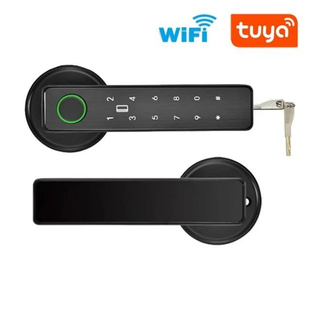 Fingerprint Door Lock Tuya Bluetooth Smart Password Mechanical Key Unlocking For Wooden Door Single Handle Smartlife