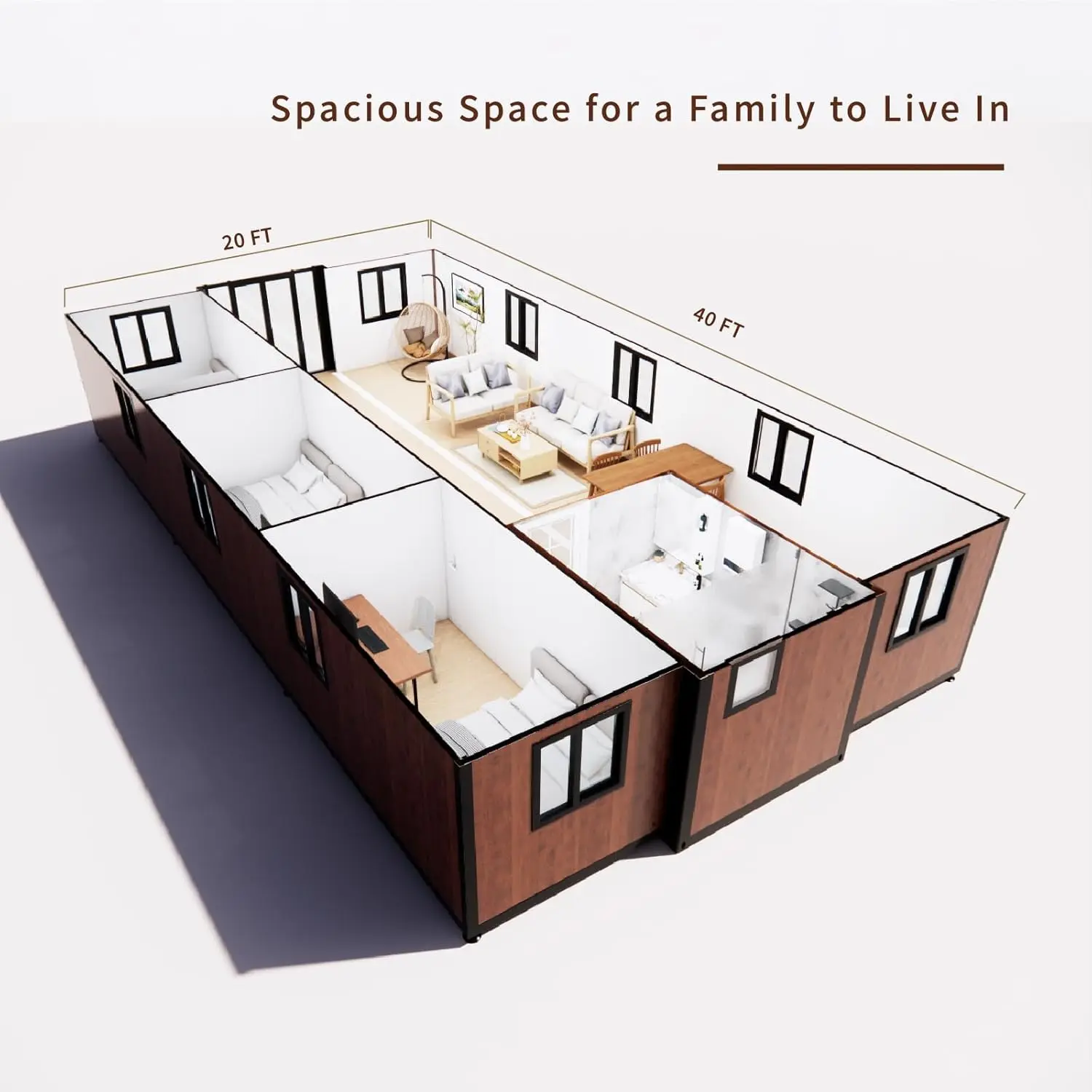 FOLDING CONTAINER HOUSE 1-BED ROOM ONE-BEDROOMS 20ft Model 