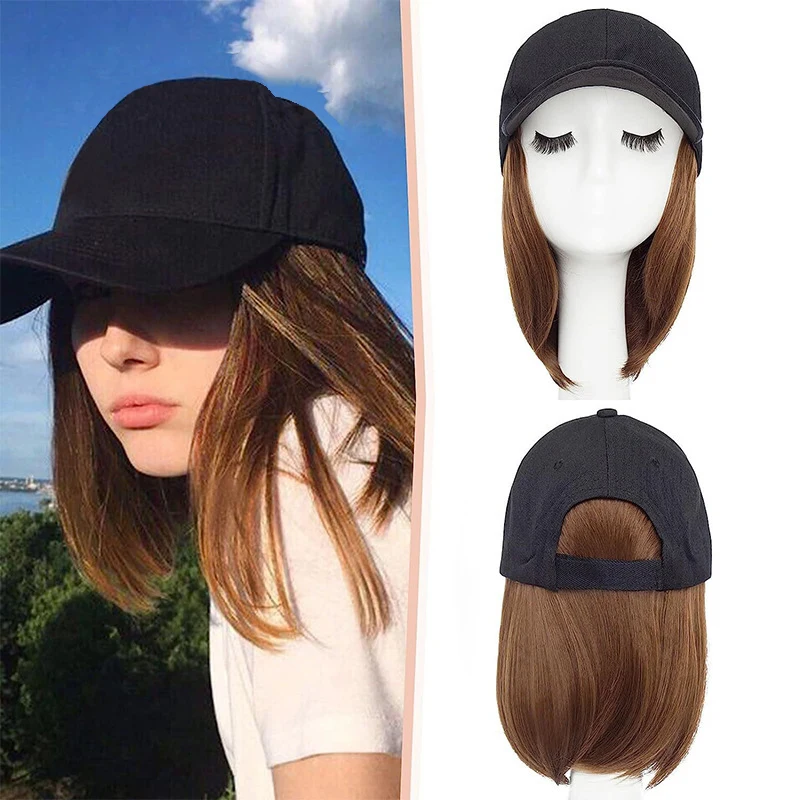 

Short Straight Wig Caps Women Casual Wig Baseball Cap Fashion Punk Wig Bonnets Kpop Hat Wig Hat Snapback Bonnet Solid Wigs Visor