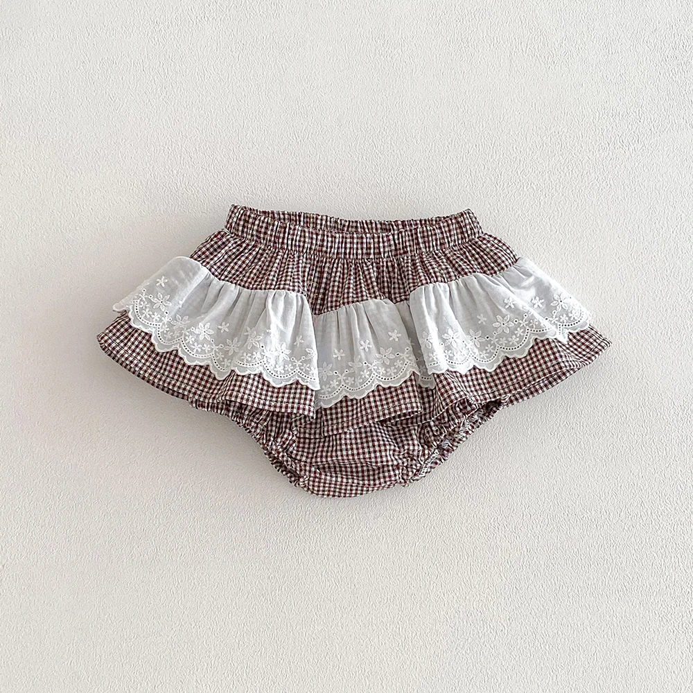 Baby Mädchen Plaid Rock Shorts Kinder Rüschen Spitze Stickerei Pettiskirt Kleinkind Tutu Rock Säugling Pumphose PP Shorts 0-3t – Detail 12