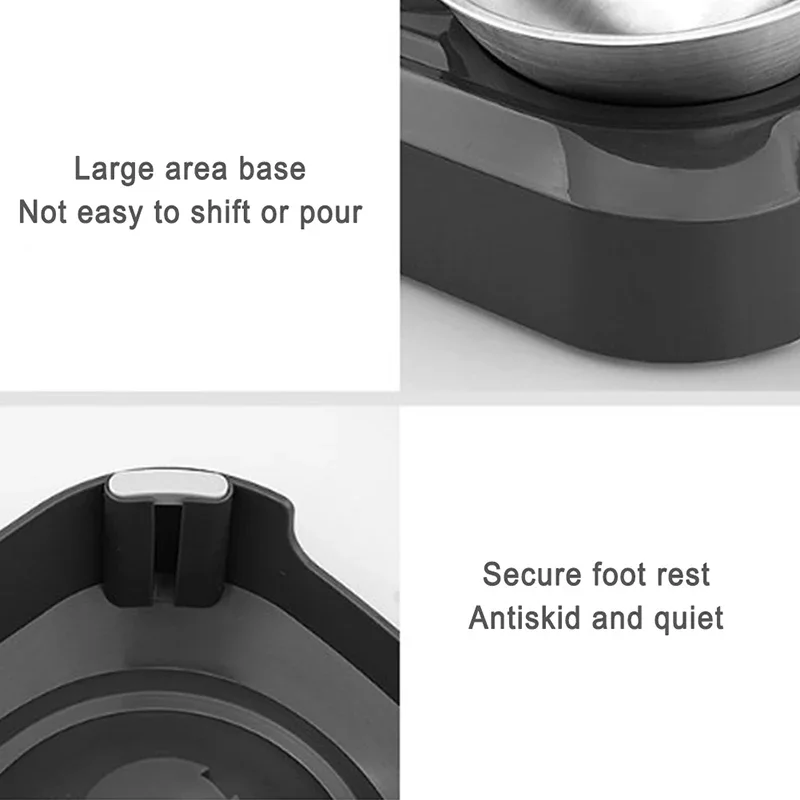 وعاء قطط من الفولاذ المقاوم للصدأ سهل التنظيف لأطعمة الكلاب والمياه مع حامل معدني للقطط والكلاب وعاء تغذية مزدوج واحد للحيوانات الأليفة