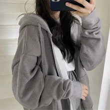 

Women Hoodie Harajuku Korean Version Loose Oversized Sweatshirts Solid Color Long-sleeved Hooded Sweatshirt Student Girl Top