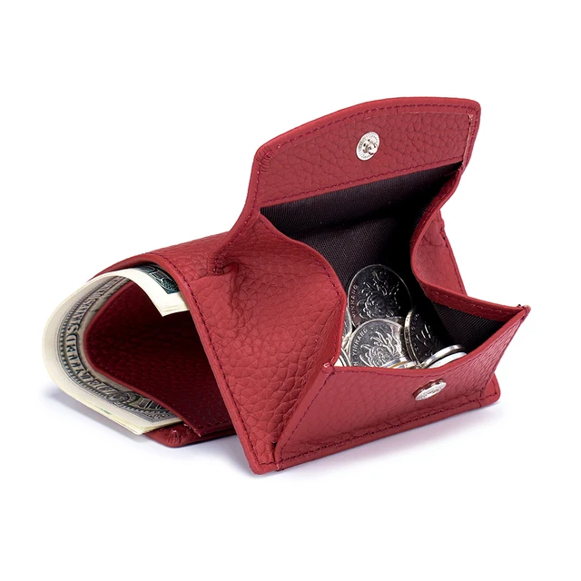 New Women Genuine Leather Purses Female Cowhide Wallets Lady Small Coin Pocket Rfid Card Holder Mini Money Bag Portable Clutch Burgundy