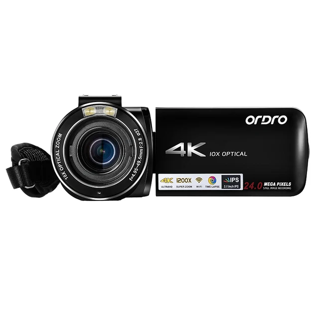 4K Video Camera YouTube Facebook Live Stream Blogger Vlogging Camcorder Full HD Professional Ordro AC7 12X Optical Zoom 3