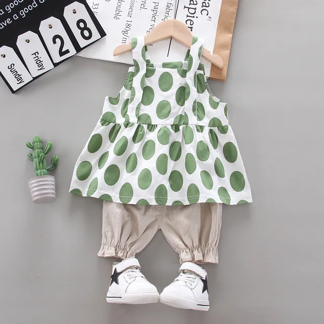 Summer Cute Cartoon 2PCS Kids Baby Girls Floral T-shirt Top Shorts Pants Set Clothes Girls Clothing Sets DaYuanDian-green