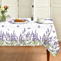 Spring Purple Lavender Floral Waterproof Tablecloth Wedding Party Decor Summer Flowers Rectangle Table Cloth Dining Table Decor 1