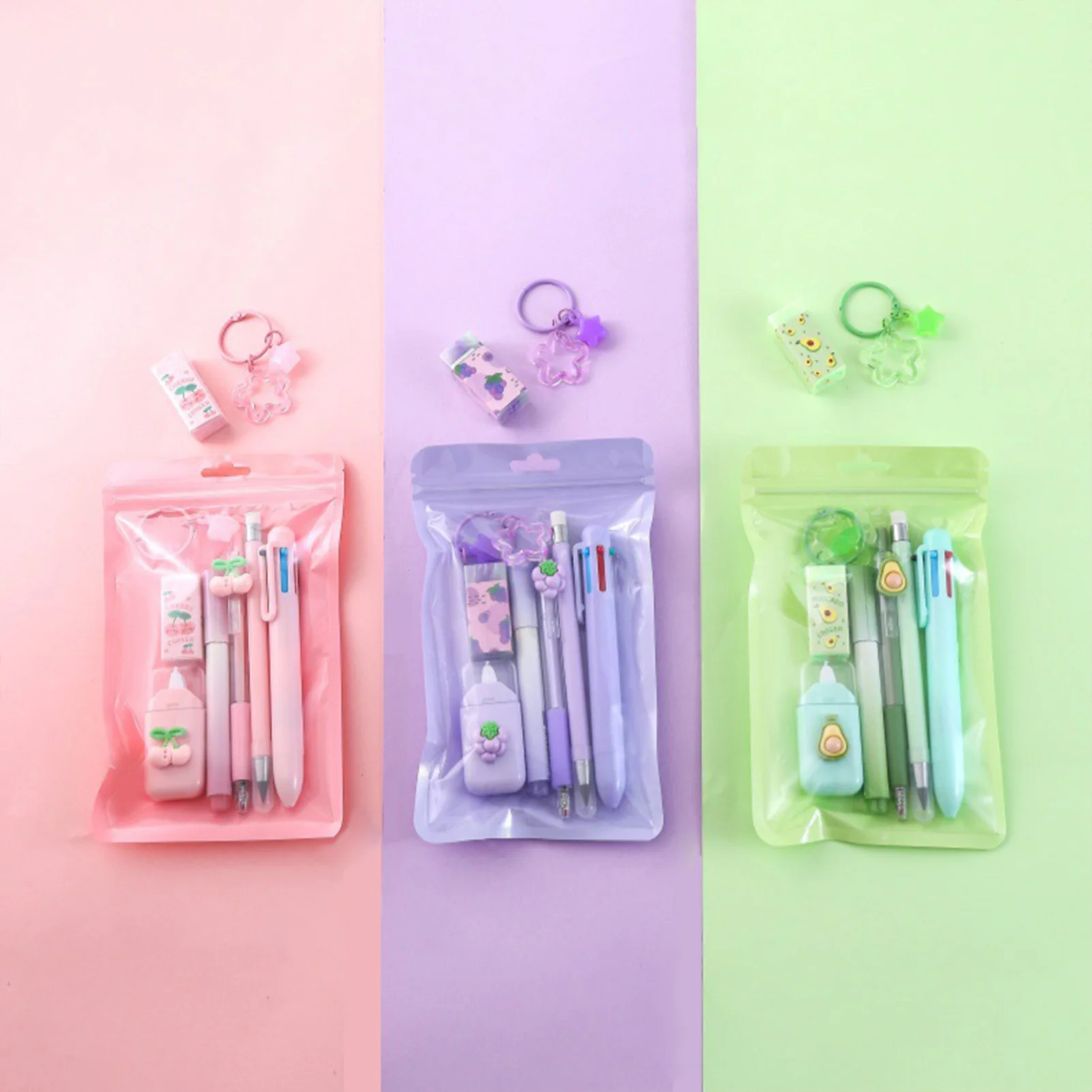 7pcs/set Colorful School Stationary Kits Including Ballpoint Pens Correction Tape Set For Student Learning Supplies - 5