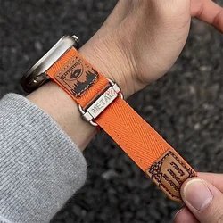 Premium Nylon Loop Band with Metal Buckle Bracelet - 38 40 41mm (Orange)