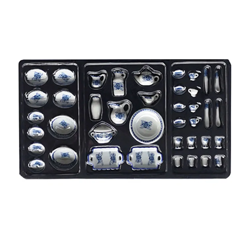 Miniature Doll House Porcelain Coffee and Tea Cups, Ceramic Tableware, Pink Flower Patten, Dollhouse Kitchen Accessories