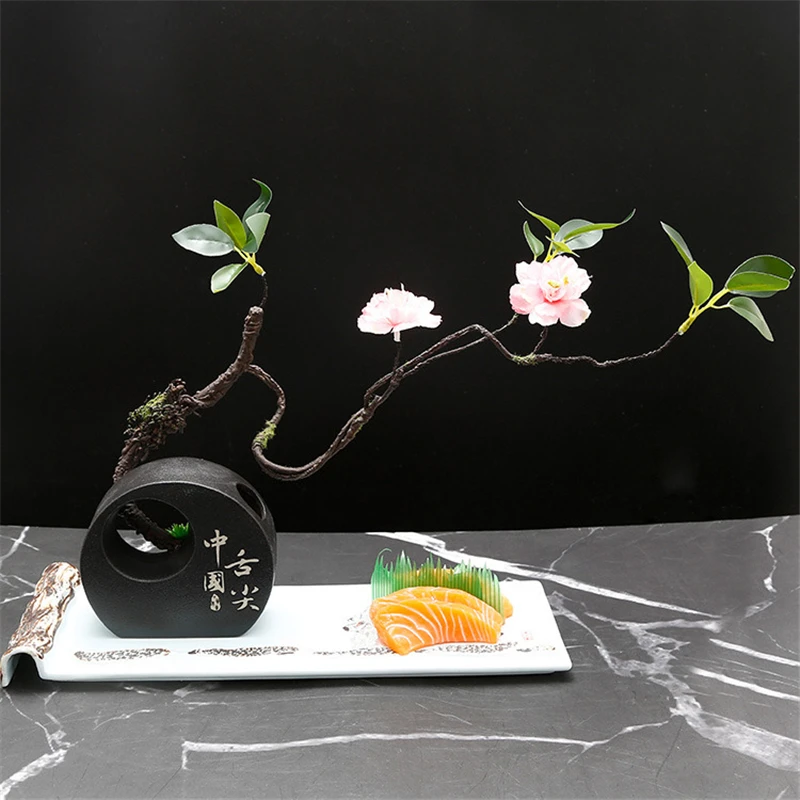 호텔 사시미 디스플레이, 예술적 개념 장식, 꽃과 식물, 창의적인 해물 포즈 플레이트 장식, 스시 메이커 스시