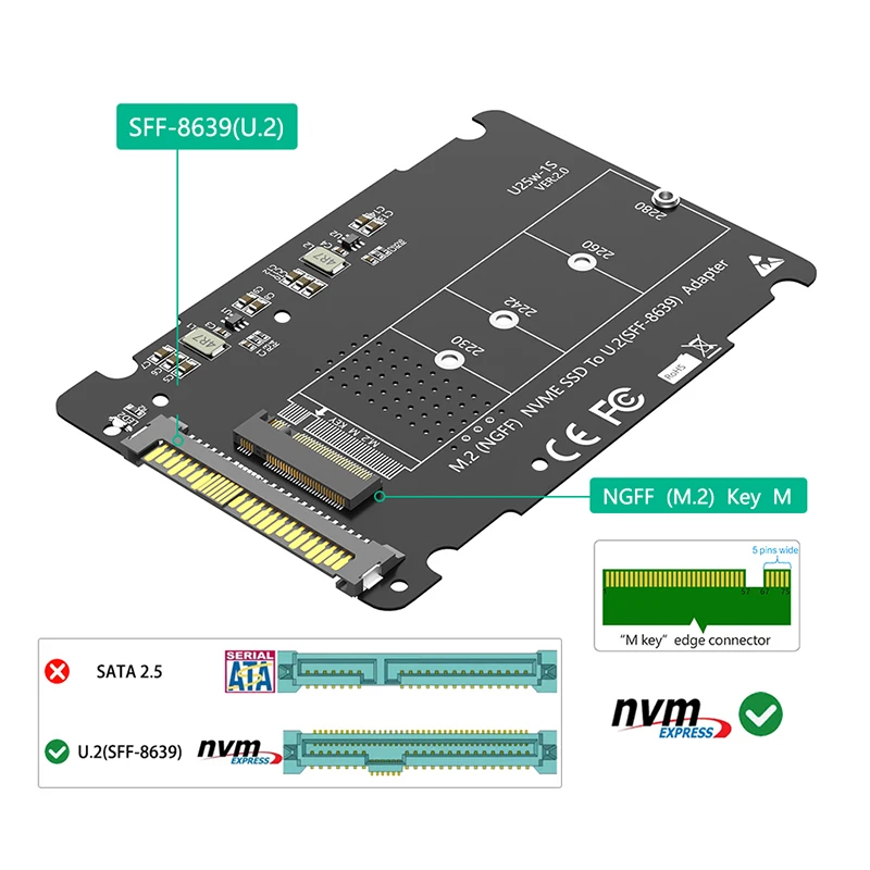 NVME SSD Ŭ M.2-U.2  SFF-8639 U.2-NGFF M.2 M-Ű PCIe SSD ̽ ڽ, κ ü SSD 750 P3600 P3700