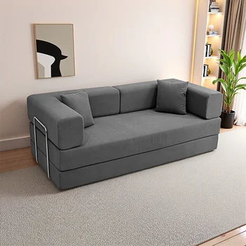 Foldable sofa bed with a removable backrest, an oversized floor sofa that works as a two-seater perfect for living rooms. 1