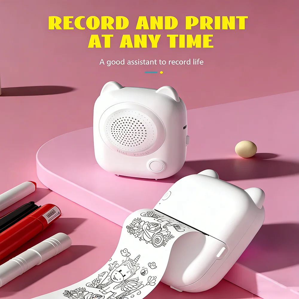 Smart Mini Pocket Printer with Voice-Activated Printing and AI Photo Generation for Student and Home Office Use