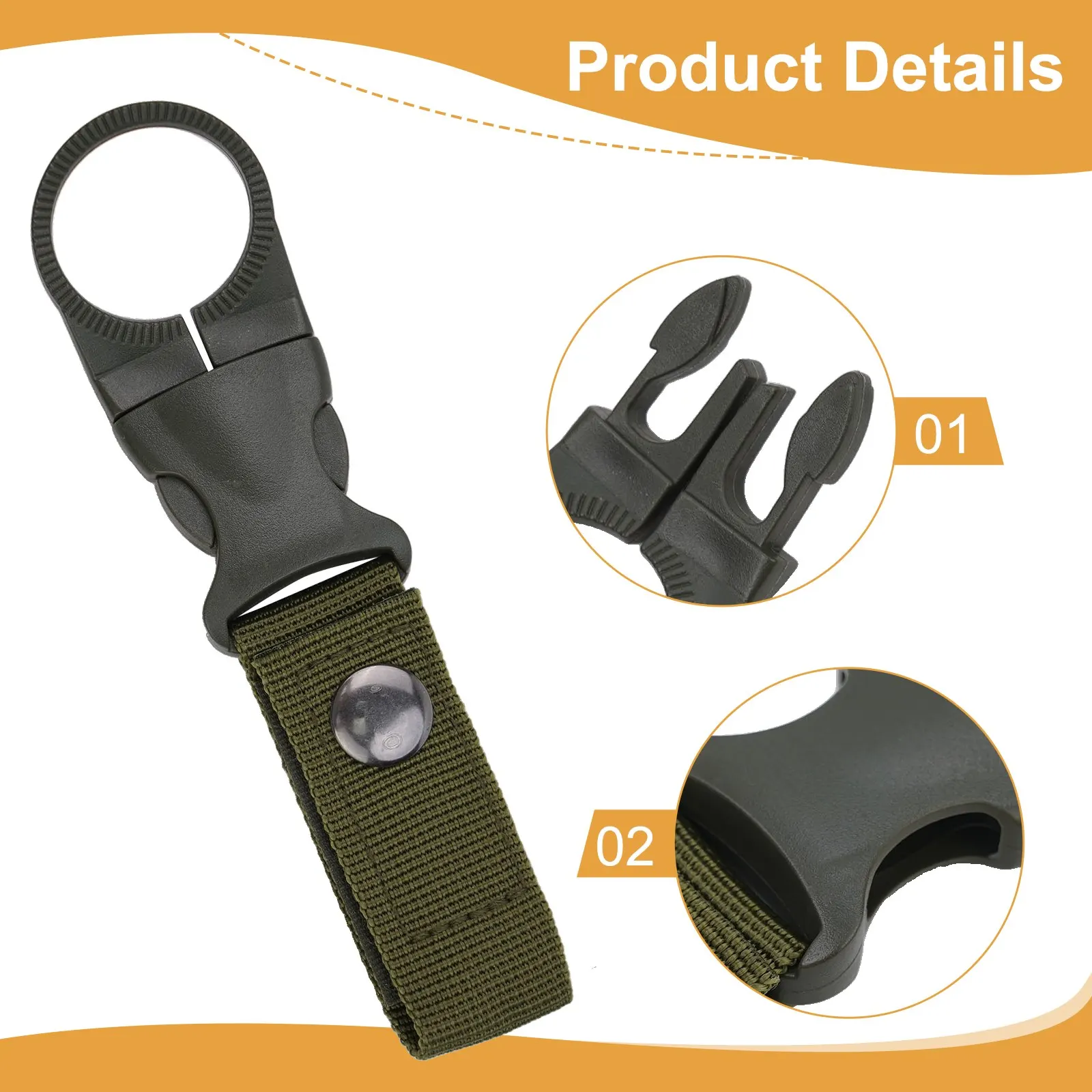 Neue Gurtband Schnalle Haken Wasser Flasche Halter Clip Outdoor Nylon Klettern Karabiner Gürtel Rucksack Aufhänger Camping Karabiner Gürtel Clip – Detail 2