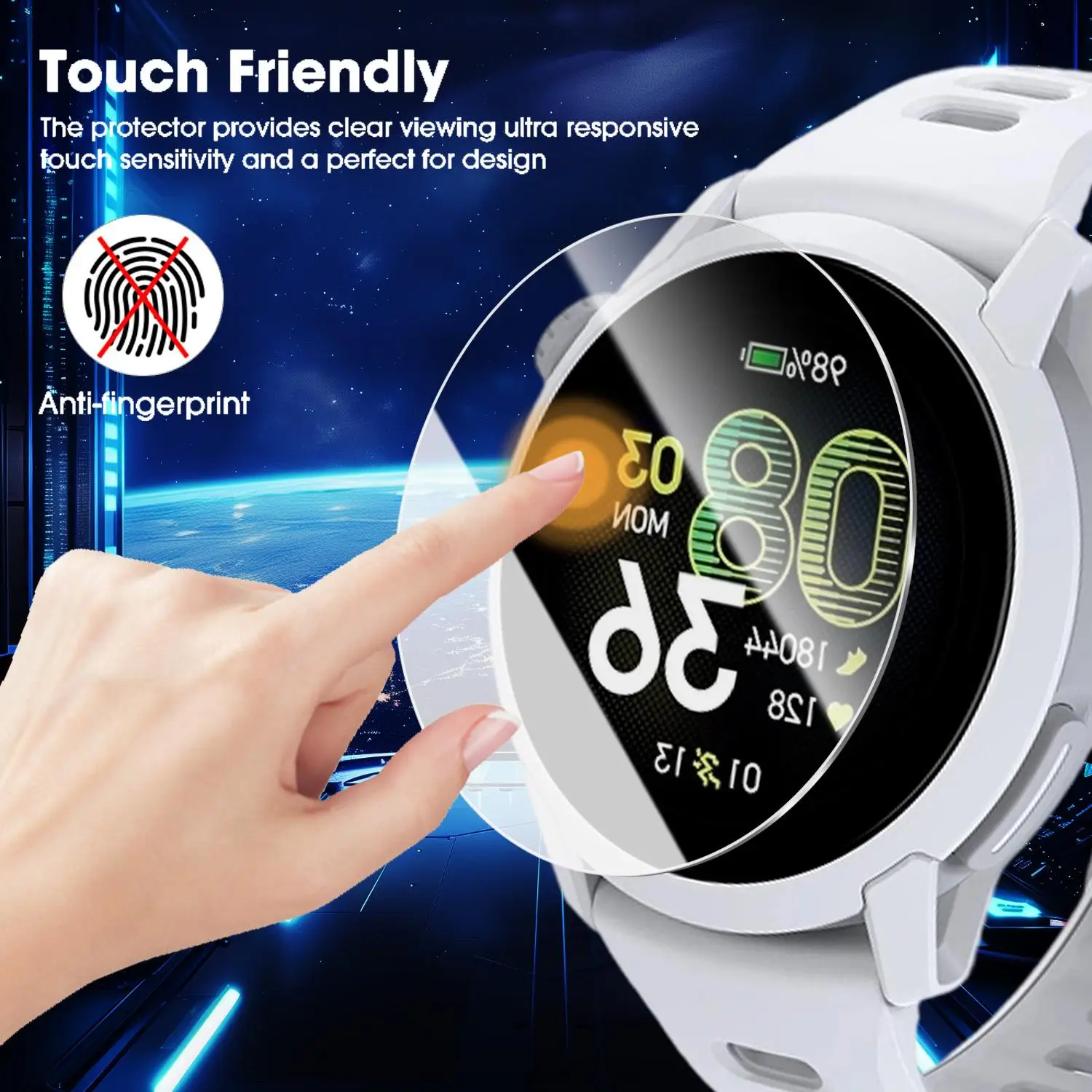 Premium Tempered Glass Screen Protector for Sport Watches - HD Full Coverage Film with Installation Kit