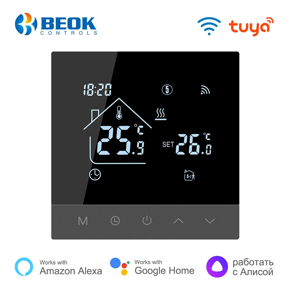 

Beok WIFI Warm Floor Electric Thermostat for Tuya Smart Home with Alice Gas Boiler Heating Temperature Controller 220 Regulator