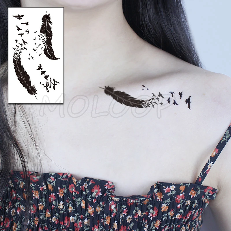 Bird sexy feather Temporary Tattoo Sticker Waterproof Women Men Adults Fake Body Art New Design 10.5X6cm Kids Hand Tatoo