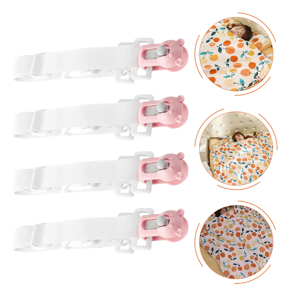 

4 Pcs Quilts Holder Bed Grippers Fixers Blanket Holders Anti-kick Clip Straps Clamps Pink Anti-movement Clips Baby