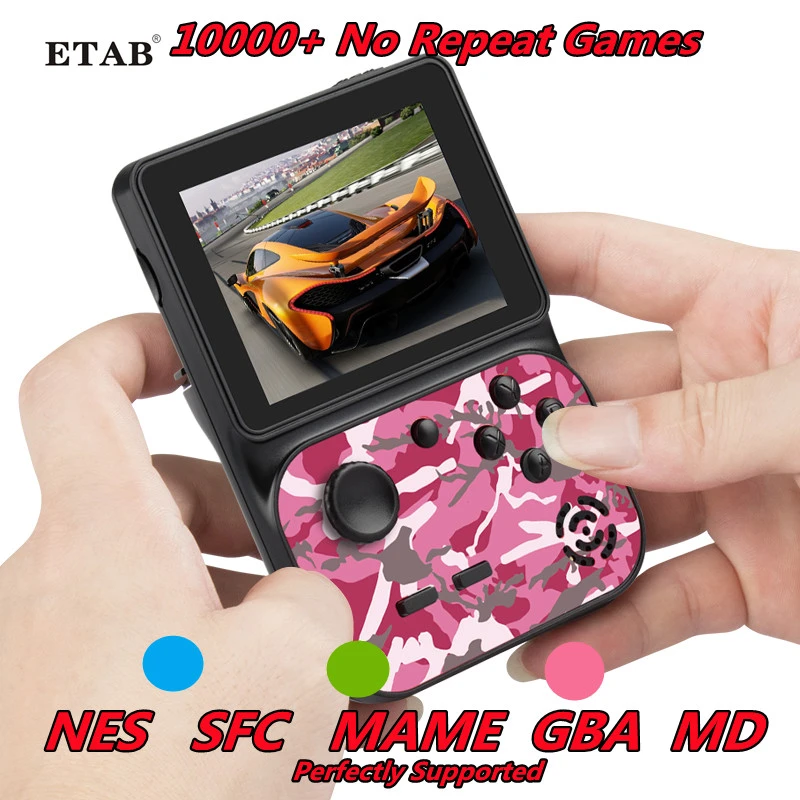 Retro Built In 10000+Games Mini Handheld Game Console Rechargeable 3inch HD Screen Kids TV Video Game Player For 5 Platforms