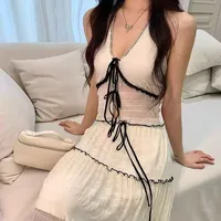 Thai Style Bikini Long Dress Vacation Resort Long Popular Beach Women's Bikini Swimming Suit Versatile Polyester Fabric